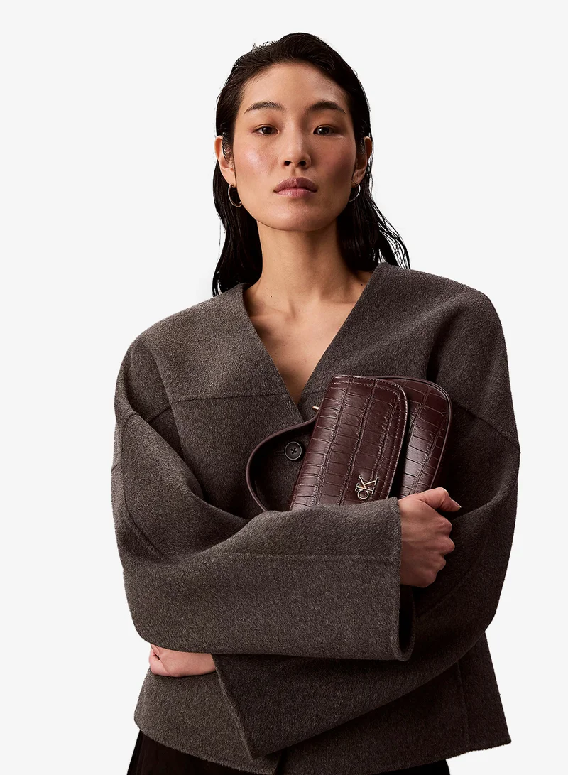 CALVIN KLEIN Logo Croc Top Handle Bag