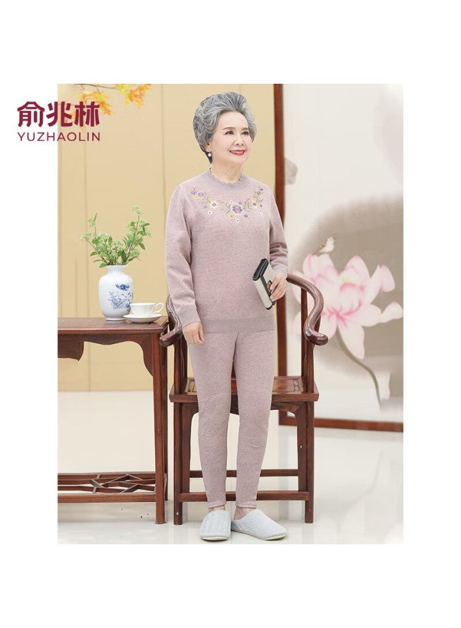 Yuzhaolin Women's Thermal Fleece Thickened Winter Set Middle-aged And Elderly Warm Underwear Y54j220 - Image 1