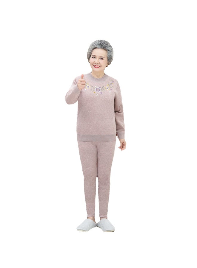 Yuzhaolin Women's Thermal Fleece Thickened Winter Set Middle-aged And Elderly Warm Underwear Y54j220 - Image 2