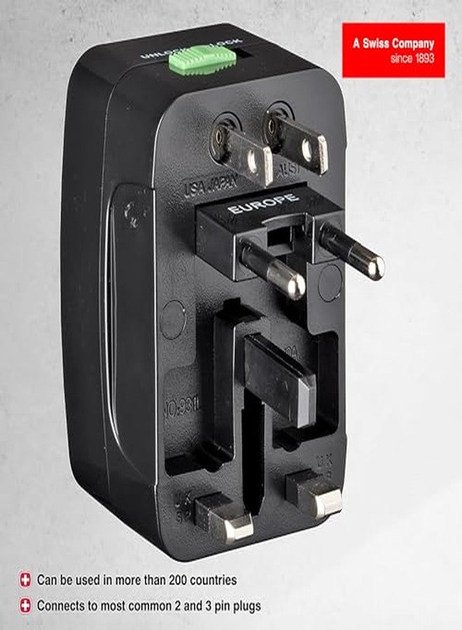 Wenger Universal Travel Adapter for Global Travel, Black, Blend of Style & Function, Swiss Designed (604551) - Image 3