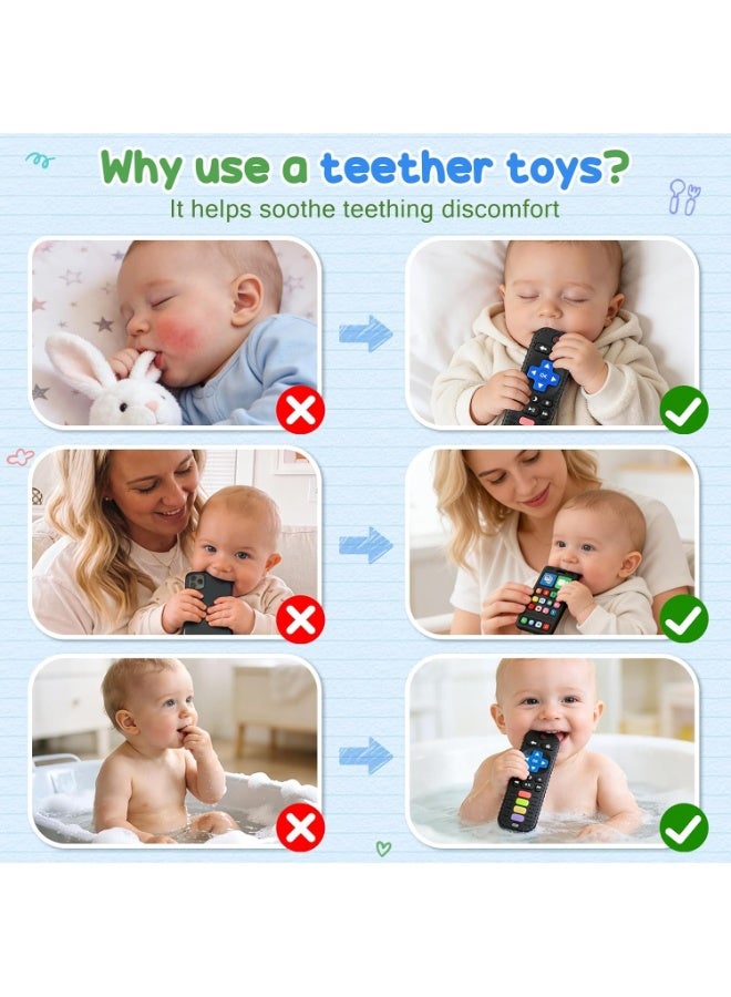 2 Pack Baby Teething Toys for 0-18 Months, Silicone Phone & TV Remote Shape Teether, Newborn Teething Relief Sensory Chew Toy – Baby Shower Gifts for Infant Boys Girls - Image 5