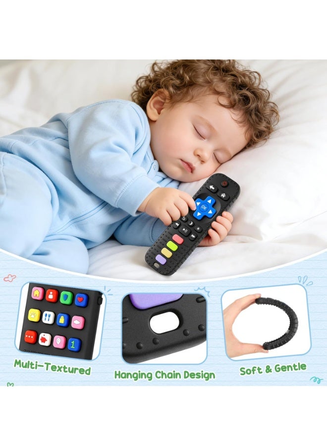 2 Pack Baby Teething Toys for 0-18 Months, Silicone Phone & TV Remote Shape Teether, Newborn Teething Relief Sensory Chew Toy – Baby Shower Gifts for Infant Boys Girls - Image 4