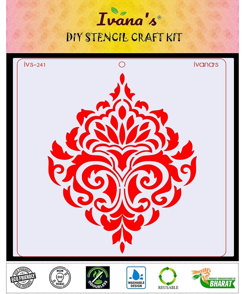 Ivanas Art & Craft Reusable Stencil for Art & Craft, DIY Decorative Stencil for Painting on Canvas, Fabric, Cloth, Paper, Glass, Furniture and Wall, Size - 6 x 6 inch, Pack of 1, IVS-241, Off White - Image 2