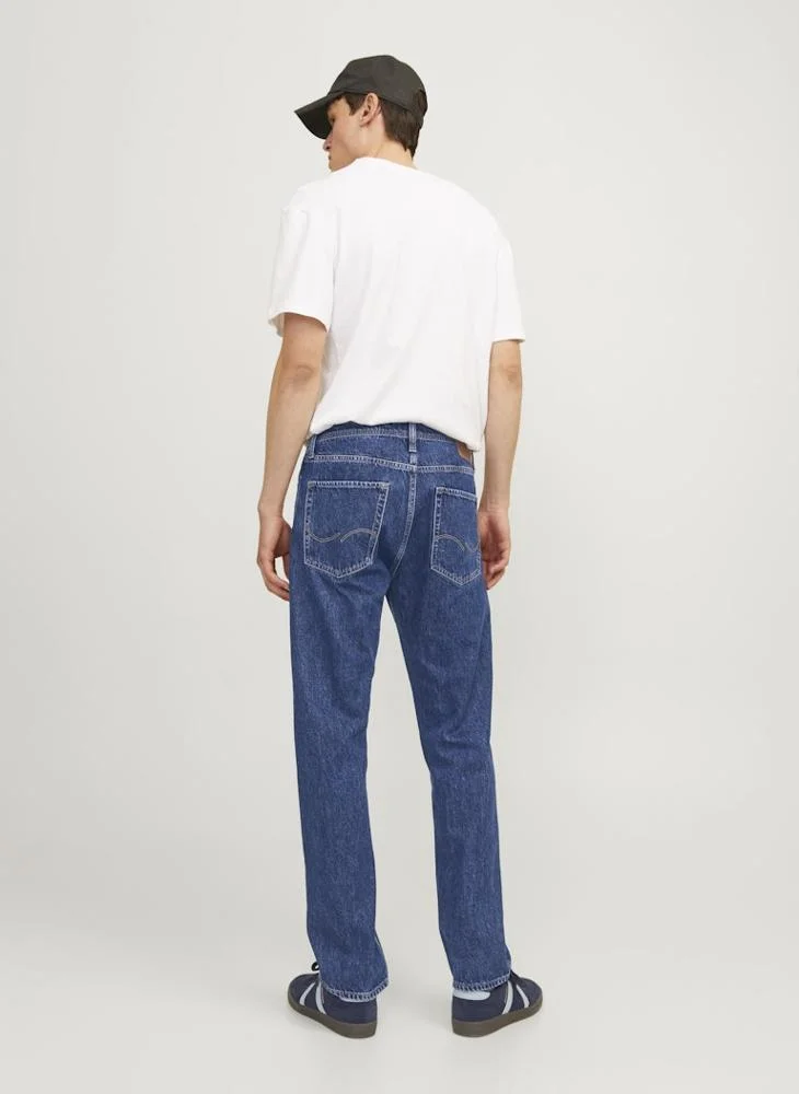 جاك اند جونز Jjichris Jjoriginal Am 483 Mid Wash Stright Fit Jeans