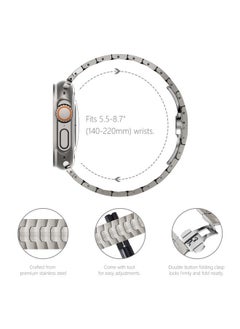 NewWays Metal Band Compatible with Apple Watch Band Ultra 2 49mm Series 10 46mm Series 9 Series 8 Series 7 45mm 44mm SE 6 5 4 3 42mm iWatch Stainless Steel Link Bands, Titanium Color  - Image 4
