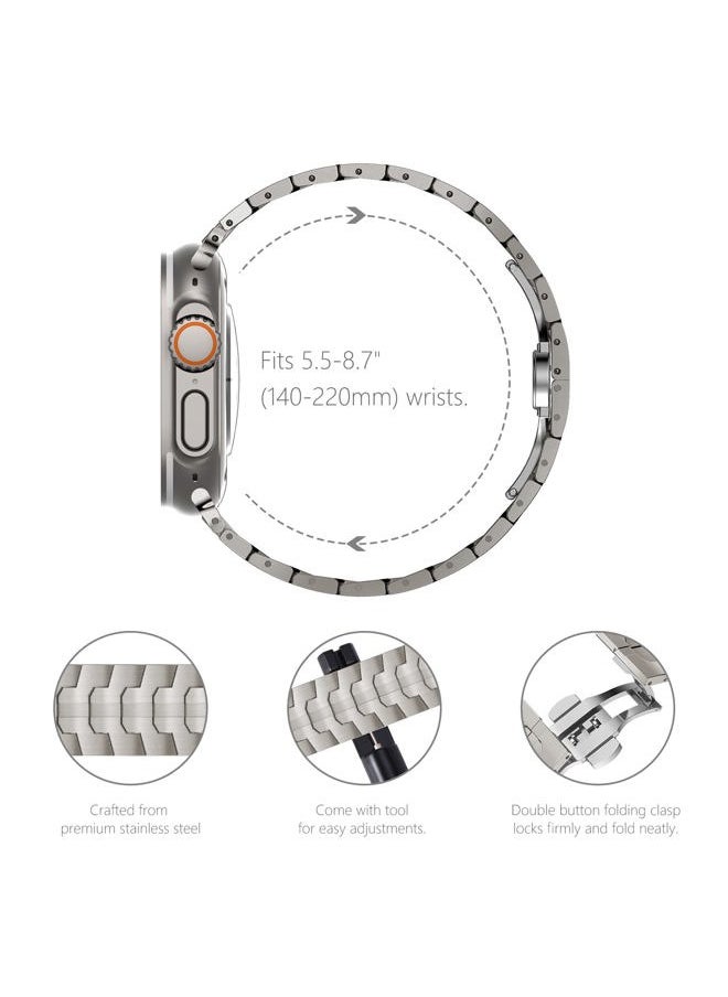 NewWays - Metal Band Compatible with Apple Watch Band Ultra 2 49mm Series 10 46mm Series 9 Series 8 Series 7 45mm 44mm SE 6 5 4 3 42mm iWatch Stainless Steel Link Bands, Titanium Color - Image 1