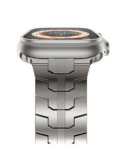 NewWays Metal Band Compatible with Apple Watch Band Ultra 2 49mm Series 10 46mm Series 9 Series 8 Series 7 45mm 44mm SE 6 5 4 3 42mm iWatch Stainless Steel Link Bands, Titanium Color  - Image 1