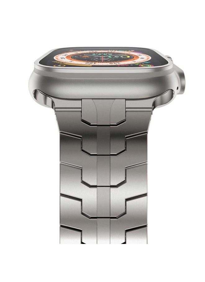 NewWays - Metal Band Compatible with Apple Watch Band Ultra 2 49mm Series 10 46mm Series 9 Series 8 Series 7 45mm 44mm SE 6 5 4 3 42mm iWatch Stainless Steel Link Bands, Titanium Color - Image 1