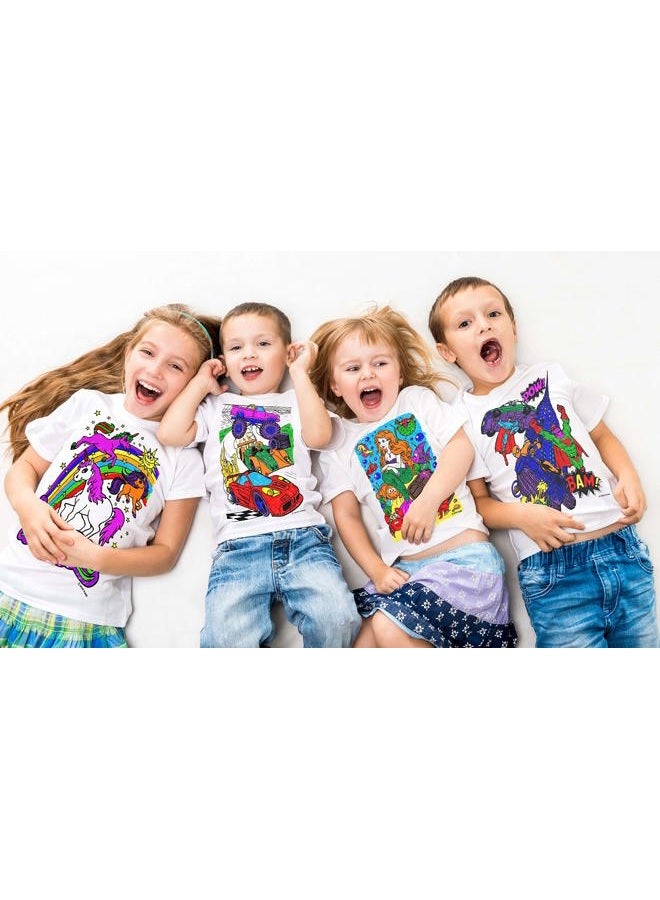 Splat Planet Colour-in Football T-Shirt with 10 Non-Toxic Washable Magic Colouring Pens - Colour-in and Wash Out T-Shirt (7-8 Years) White - Image 3