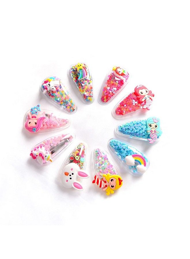 ANNACREATIONS Plastic Metal Sequins Transparent Shiny Fruit Cartoon Animal Hair Clips Barrettes For Girls Hair Accessories Multicolor 10 Pcs - Image 1
