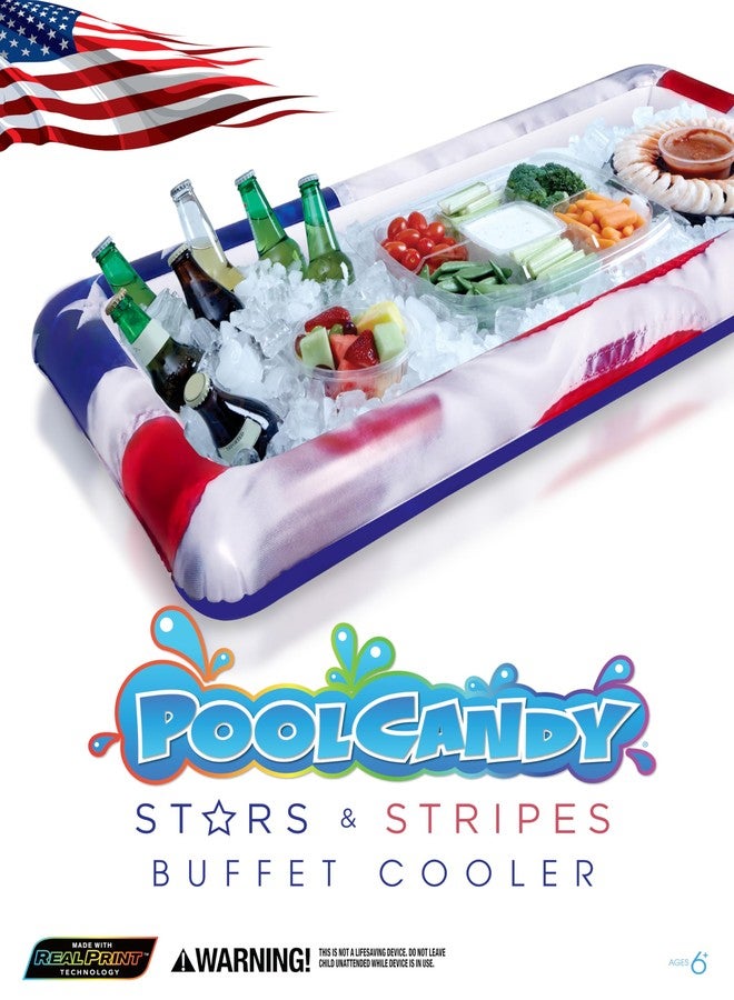 Poolcandy بارد بوفيه قابل للنفخ بنجوم وخطوط | بار تقديم قابل للنفخ لحفلات الشواء والبيكيني وحفلات المسبح - Image 5