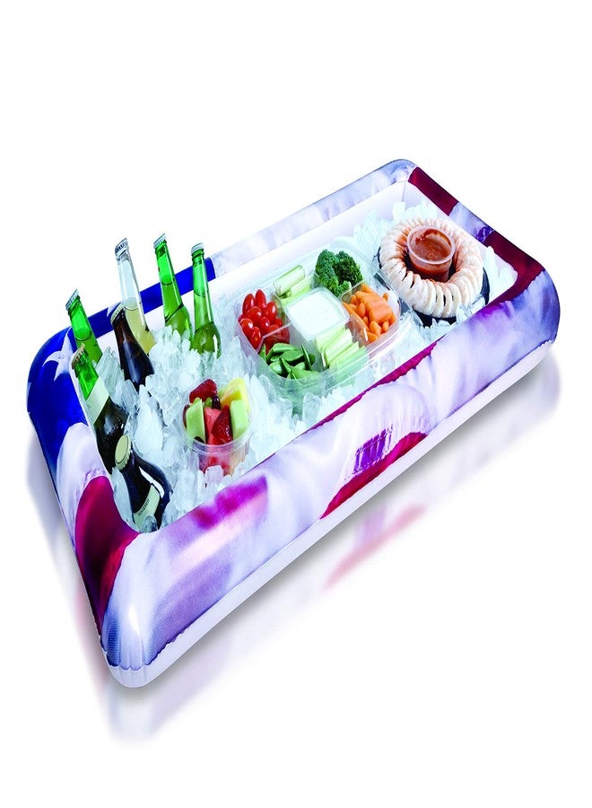 Poolcandy بارد بوفيه قابل للنفخ بنجوم وخطوط | بار تقديم قابل للنفخ لحفلات الشواء والبيكيني وحفلات المسبح - Image 1