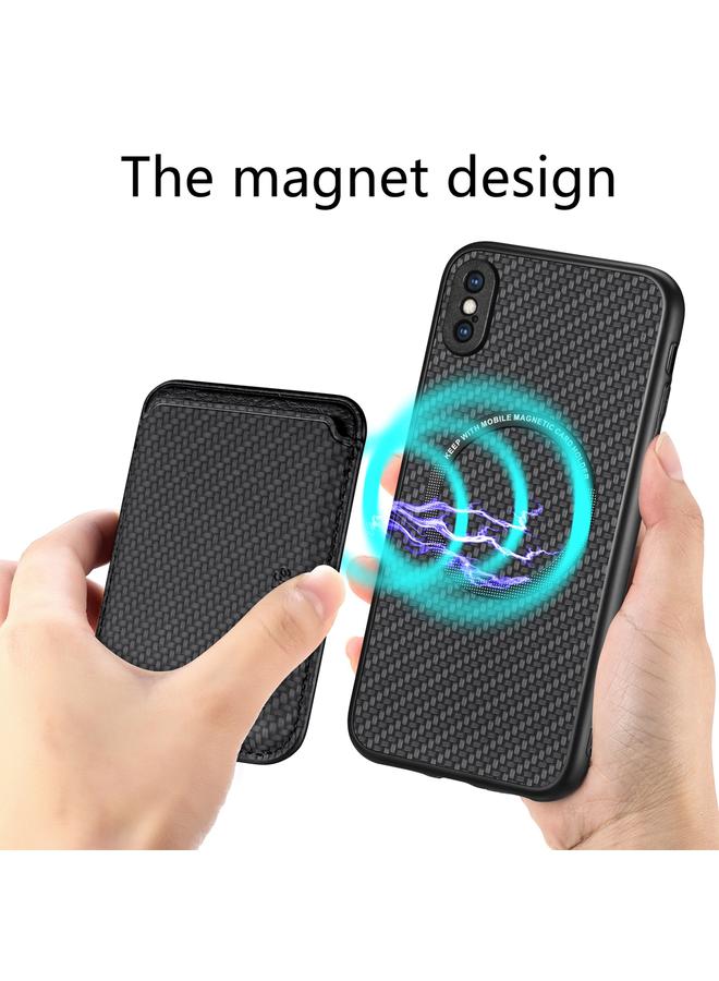 اس-توب جراب هاتف مغناطيسي من ألياف الكربون والجلد لهاتف iPhone X / XS - Image 5