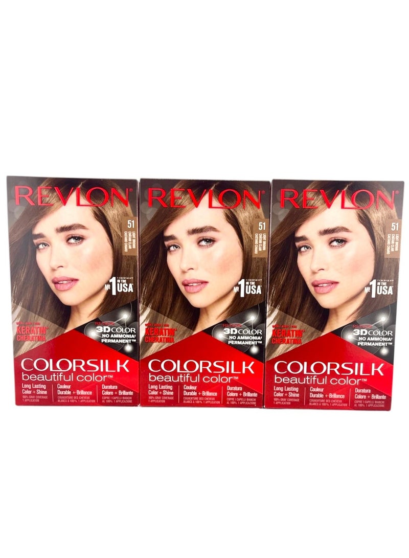 ريفلون لون بني فاتح حريري جميل، 51 لونًا × عبوة من 3 قطع - Image 1