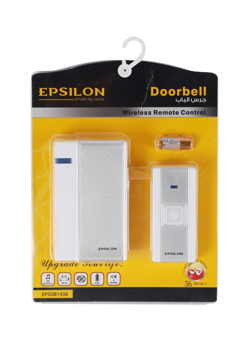 Epsilon - Door Bell- EPSDB1438/ with Wireless Remote Control, 36 Music in Soft Chord Series, No-Wire Installation, Battery Included/ Range up to 80 m, Light and Simple Design, Perfect for Home, Office - Image 1