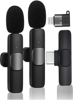 K9 Wireless Microphone Dual Omnidirectional Recording Clip Mic with Receiver for Type-C Lightning Camera Laptop for Vlogging YouTube Online Class Zoom Call