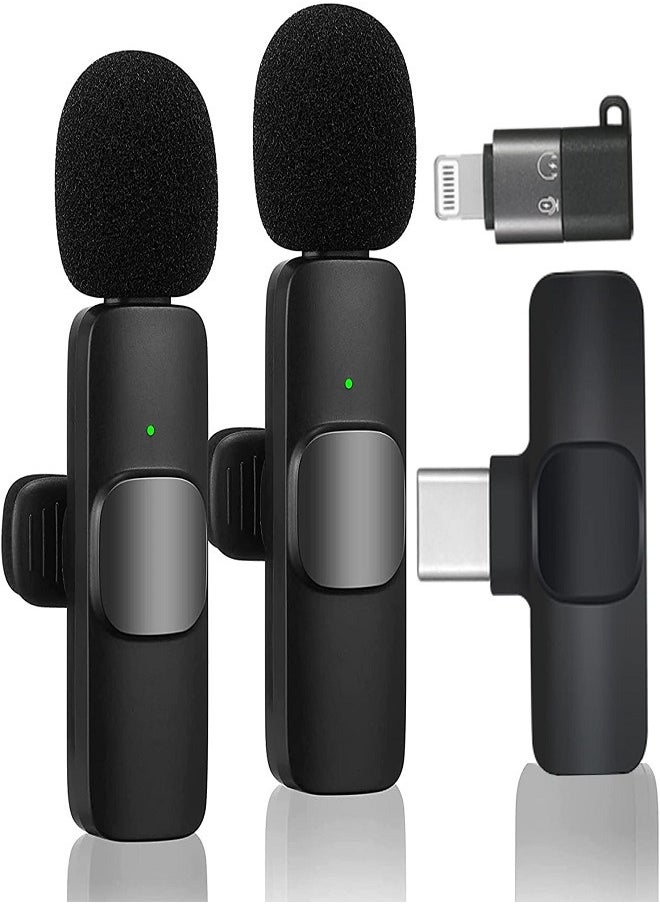 Generic - K9 Wireless Microphone Dual Omnidirectional Recording Clip Mic with Receiver for Type-C Lightning Camera Laptop for Vlogging YouTube Online Class Zoom Call - Image 1
