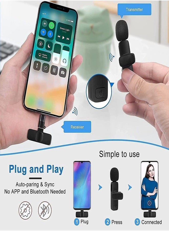Generic - K9 Wireless Microphone Dual Omnidirectional Recording Clip Mic with Receiver for Type-C Lightning Camera Laptop for Vlogging YouTube Online Class Zoom Call - Image 1