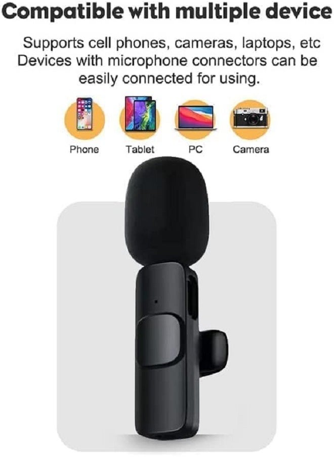 Generic - K9 Wireless Microphone Dual Omnidirectional Recording Clip Mic with Receiver for Type-C Lightning Camera Laptop for Vlogging YouTube Online Class Zoom Call - Image 1
