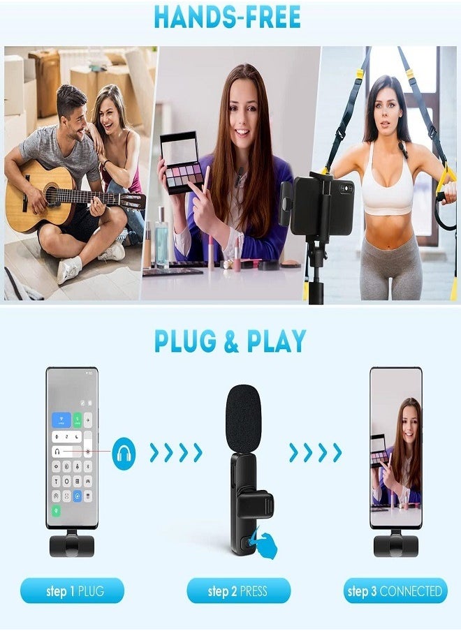 Generic - K9 Wireless Microphone Dual Omnidirectional Recording Clip Mic with Receiver for Type-C Lightning Camera Laptop for Vlogging YouTube Online Class Zoom Call - Image 1