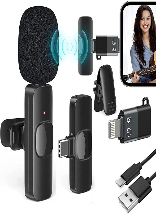 Generic - K9 Wireless Microphone Dual Omnidirectional Recording Clip Mic with Receiver for Type-C Lightning Camera Laptop for Vlogging YouTube Online Class Zoom Call - Image 1