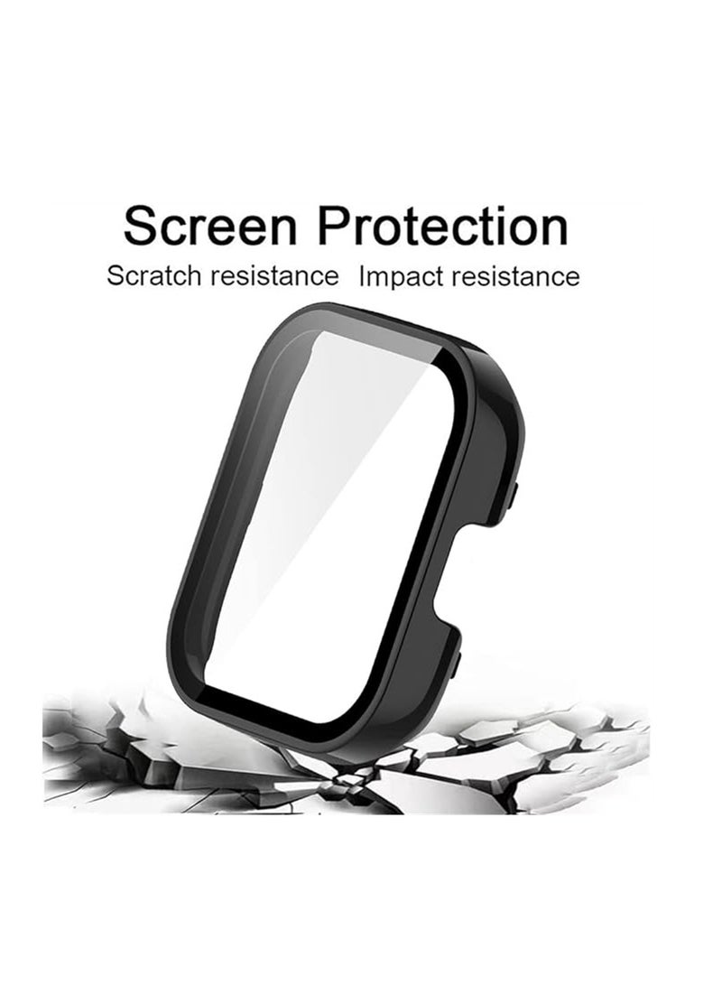 2 Pcs Case With Tempered Glass Screen Protector Compatible for Xiaomi Redmi Watch 3 9H Hardness All-round Protective Cover Ultra-thin Protective PC Case Cover Black and Yellow - Image 3
