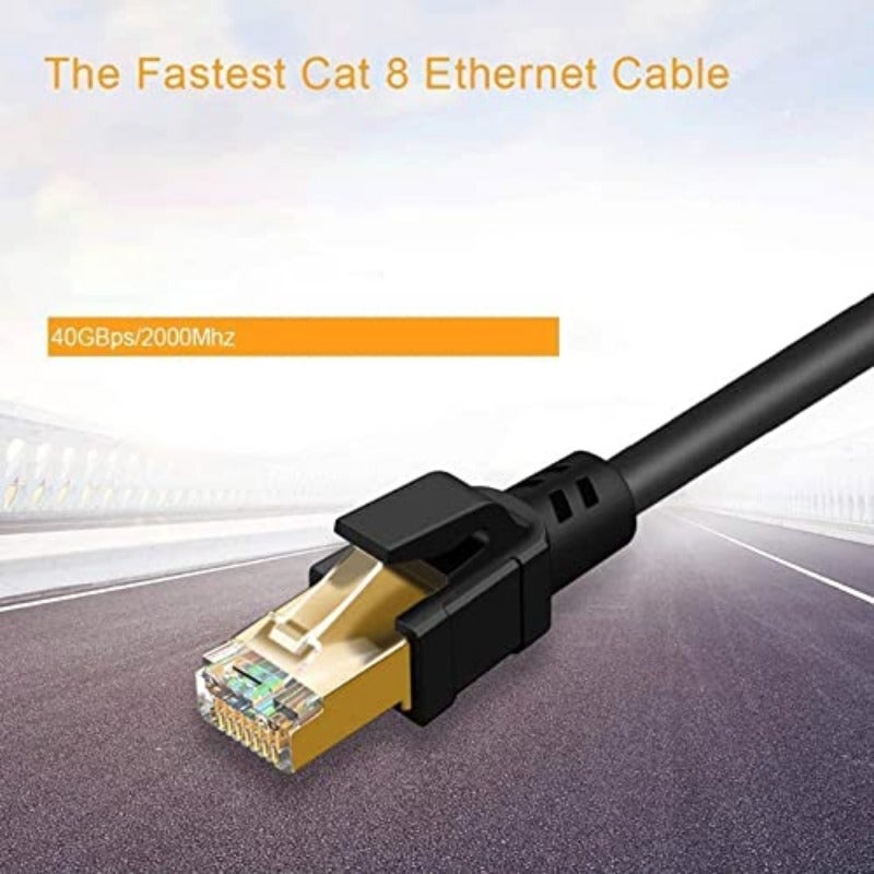 كابل إيثرنت Cat8 للكمبيوتر، راوتر، الألعاب، عالي السرعة، شديد التحمل، شبكة محلية LAN، 40 جيجابت في الثانية، 2000 ميجاهرتز، سلك إنترنت داخلي وخارجي، 30 مترًا - Image 5