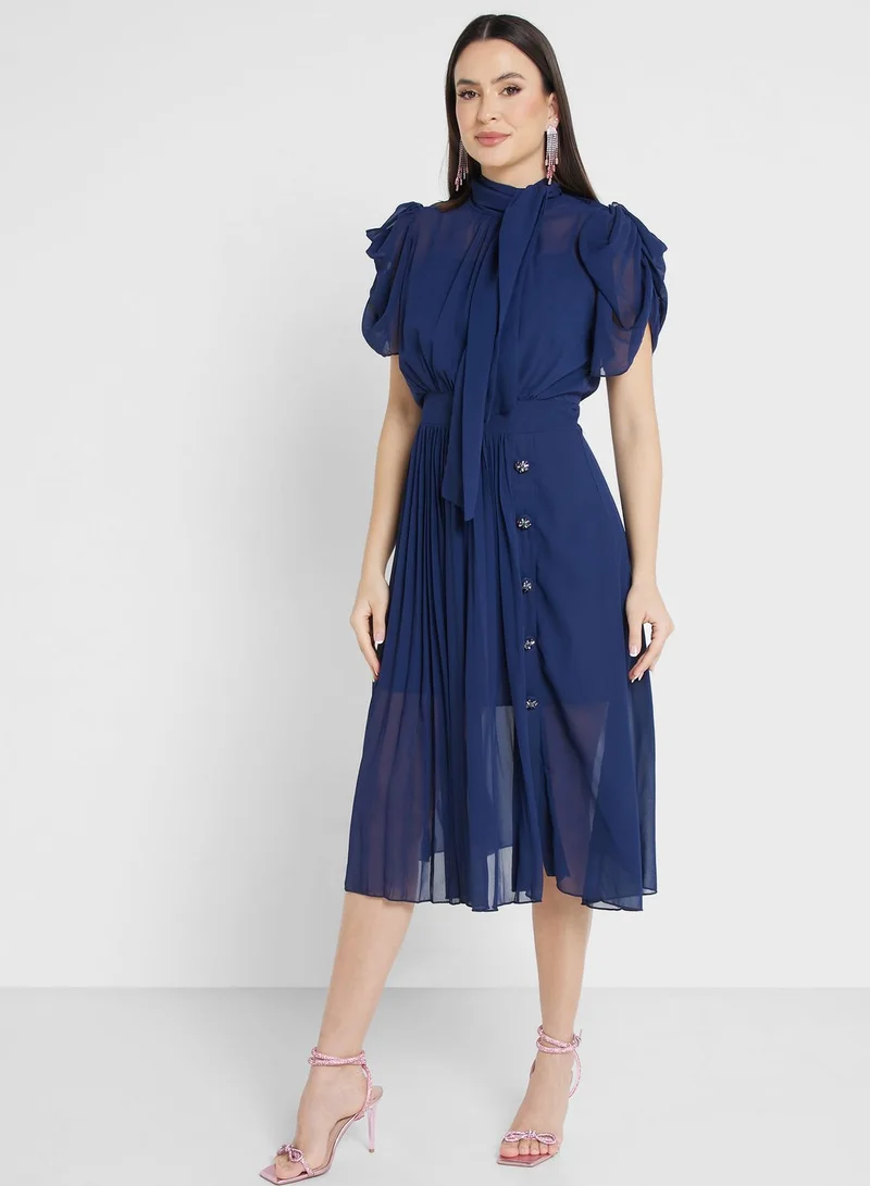 ELLA Pleated Chiffon Dress