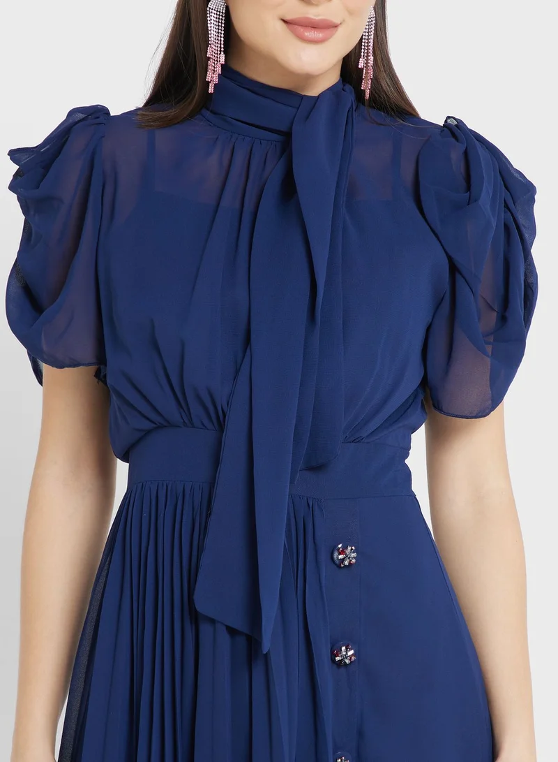 ELLA Pleated Chiffon Dress