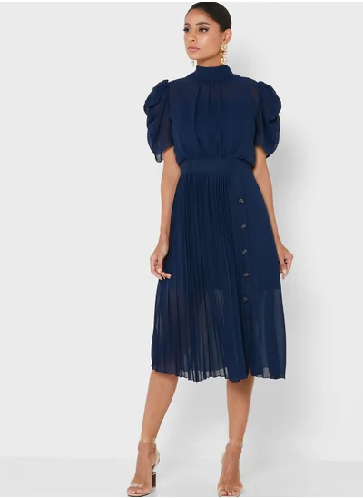 ELLA Pleated Tie-Up Dress