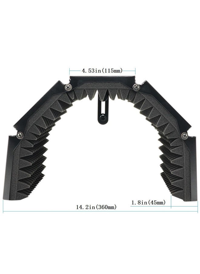 14''x11'' Microphone Isolation Shield, Folding Sound Absorbing 5-Panel Adjustable Isolation Foam Studio Acoustic Recording Foam Mic Booth Noise Absorbing Foam Panel Sound Absorber