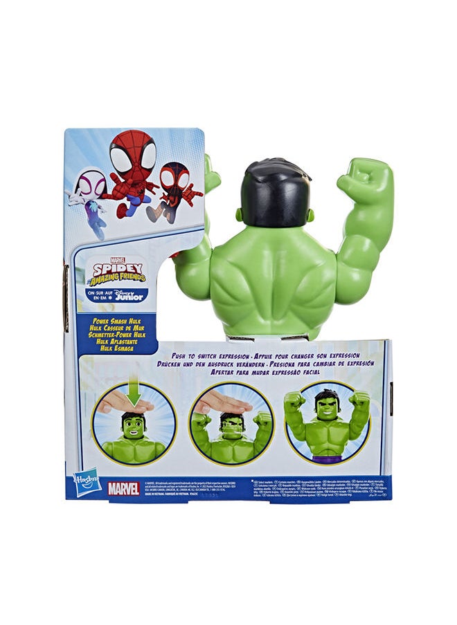 MARVEL - Marvel Spidey And His Amazing Friends Power Smash Hulk Preschool Toy Face-Changing 10-Inch Hulk Figure With Brick Wall Accessory Ages 3+ - Image 1