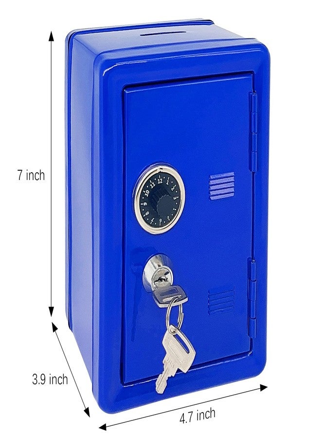 PACOLO Kids' Safe Piggy Bank, Metal Safe with Key, Money Saving Box for Children, Boys Girls Best Giftoney Banks (Blue, One Size) - Image 2