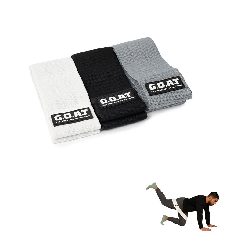 جوت  أحزمة مقاومة قماشية فاخرة للورك من G.O.A.T - طقم من 3 أحزمة غير قابلة للانزلاق للساقين والأرداف - حلقات قماشية متينة للتمارين المنزلية والقرفصاء وتنشيط الورك (أسود، أبيض، رمادي) - Image 1