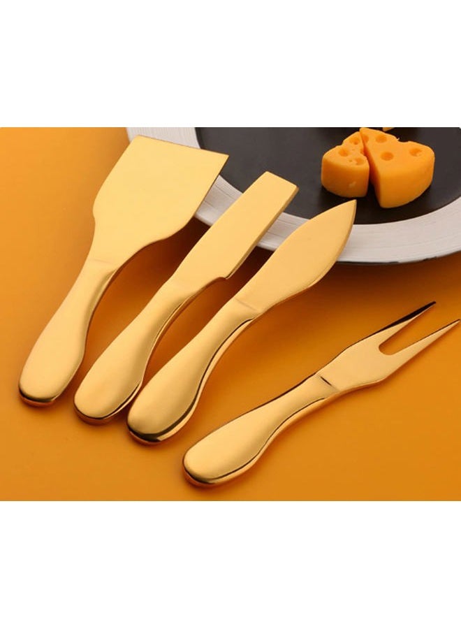 MBBITL 6-Piece Gold Cheese Knife Set Stainless Steel Cheese Cutter Fork Slicer Spreaders Tool - Image 2