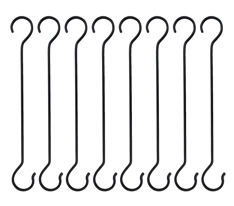 CRAFTCASTLE Large S Hooks Black | Long S Hooks for Hanging Plant | Extension Hooks for Kitchenware, Utensils, Pergola, Closet, Flower Basket S Hook (51 cm – Pack of 8) - Image 1