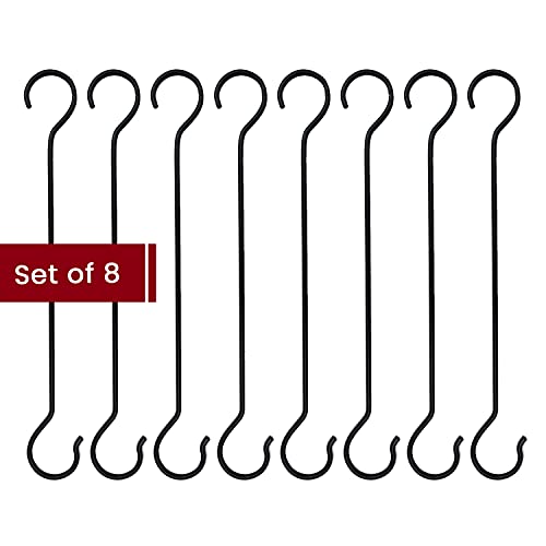 CRAFTCASTLE Large S Hooks Black | Long S Hooks for Hanging Plant | Extension Hooks for Kitchenware, Utensils, Pergola, Closet, Flower Basket S Hook (51 cm – Pack of 8) - Image 3