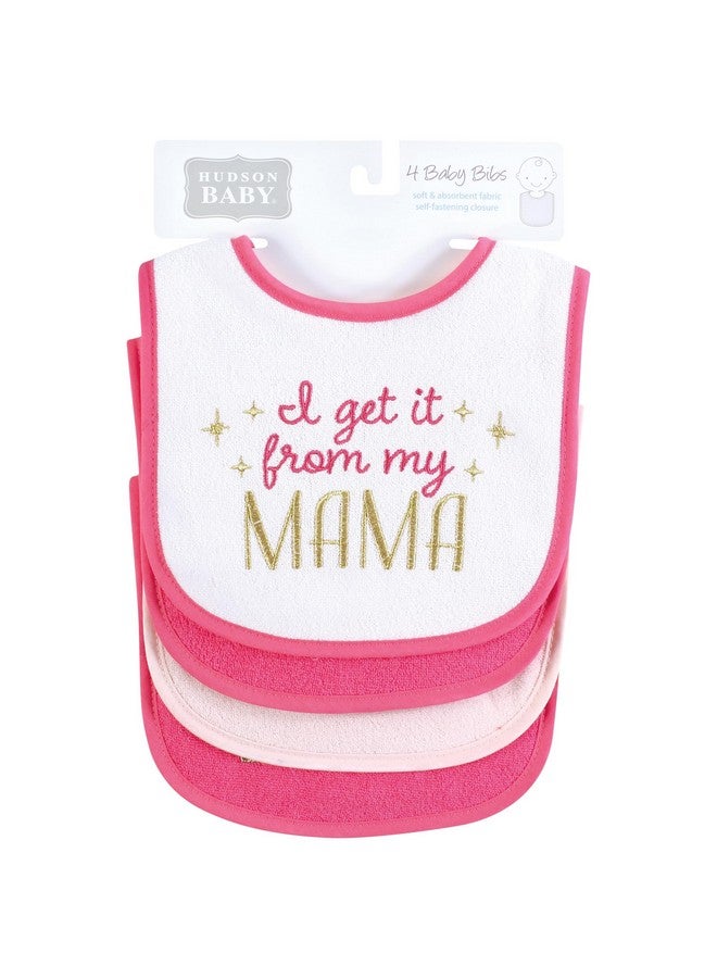 Hudson Baby Infant Girl Cotton Terry Drooler Bibs with Fiber Filling, My Mama, One Size - Image 3