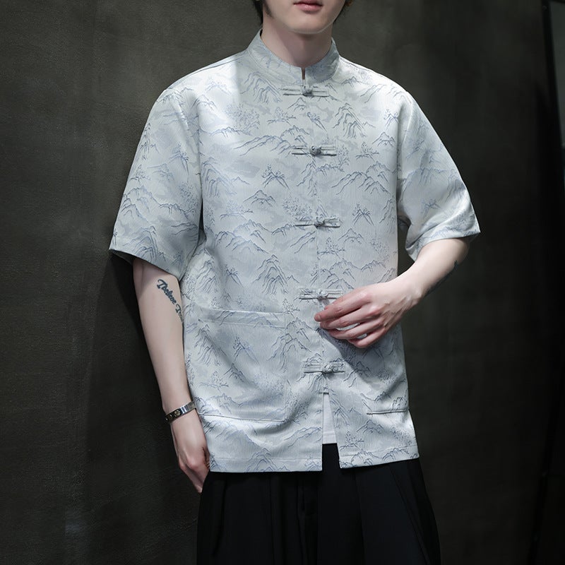 Chinese Style Great Heshan 2024 Style Half Sleeve Casual Large Size Shirt A021-Cs7098-570 - Image 3