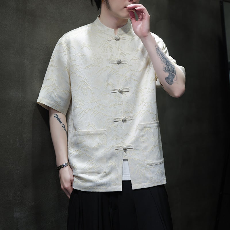 Chinese Style Great Heshan 2024 Style Half Sleeve Casual Large Size Shirt A021-Cs7098-570 - Image 4