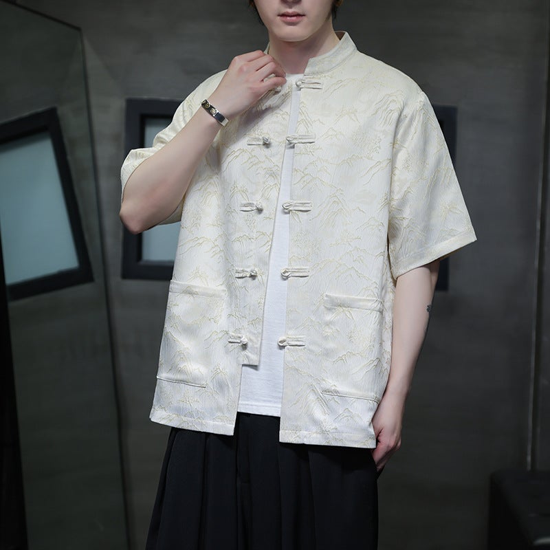 Chinese Style Great Heshan 2024 Style Half Sleeve Casual Large Size Shirt A021-Cs7098-570 - Image 2