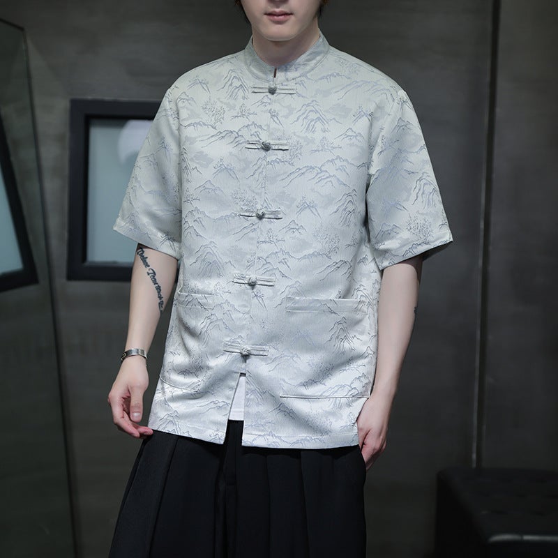 Chinese Style Great Heshan 2024 Style Half Sleeve Casual Large Size Shirt A021-Cs7098-570 - Image 5