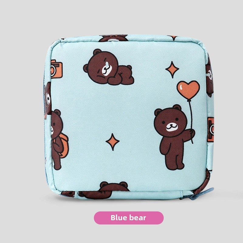 Cartoon Sanitary Pad Storage Bag Blue [bear]] 