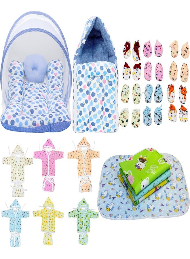 Infantbond by Fareto Newborn Baby Essentials Combo Set – 37 in 1 All-Season Hospital Care Kit for Newborns (0–6 Months) | Complete Baby Gift Set | Baby Products All new Born Combo(Blue Apple) - Image 1