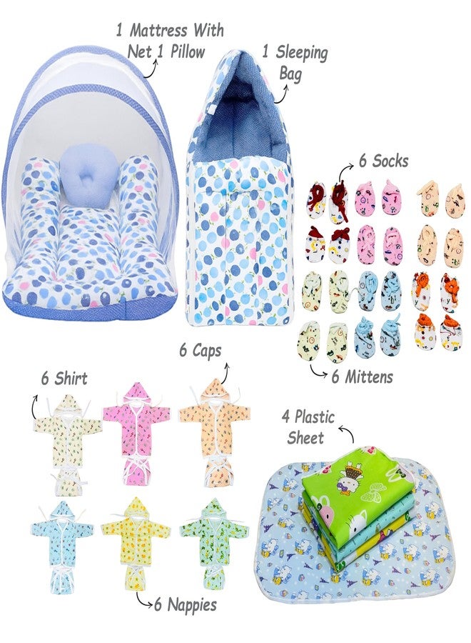 Infantbond by Fareto Newborn Baby Essentials Combo Set – 37 in 1 All-Season Hospital Care Kit for Newborns (0–6 Months) | Complete Baby Gift Set | Baby Products All new Born Combo(Blue Apple) - Image 2