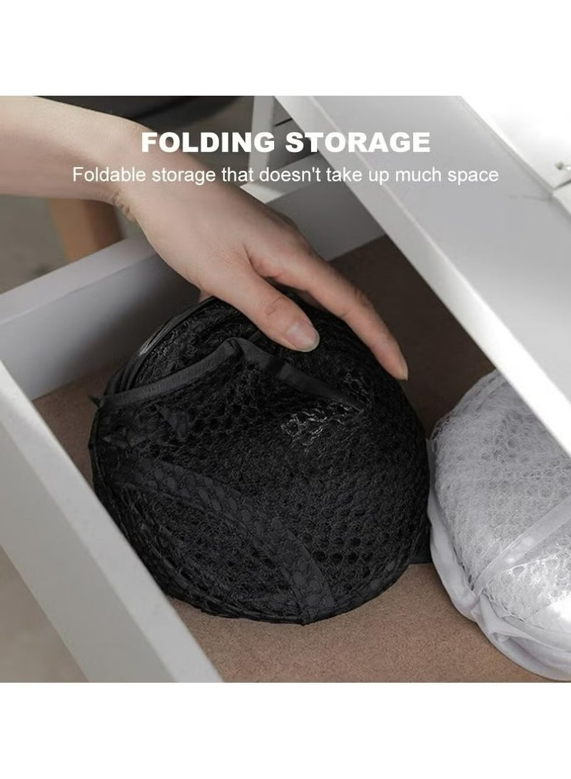 Amanli Pop Up Laundry Baskets, Foldable Laundry Basket, Laundry Basket Foldable Laundry Bin with Handle, Laundry Box Made of Mesh Storage Basket for Children's Room, Dorm Camping Travel (White) - Image 3
