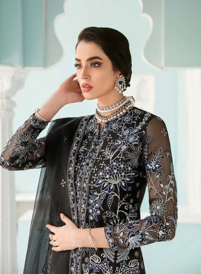 ZOUQ Stiched Luxury Organza Embroidered 3-Piece Suit with Heavy Embellishments  - Image 2