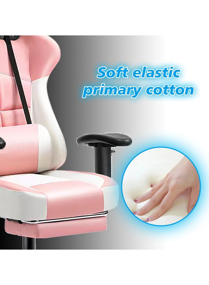 1st Gaming Chair  Adjustable comfort with pink footrest - Image 4