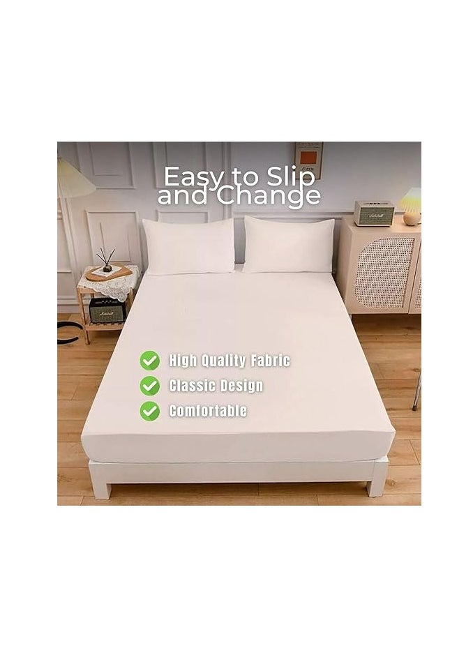 Home Smart Home Smart Fitted Bed Sheet Plain Cotton Bed Sheet with 2 Pillow Covers Grey  - Image 4