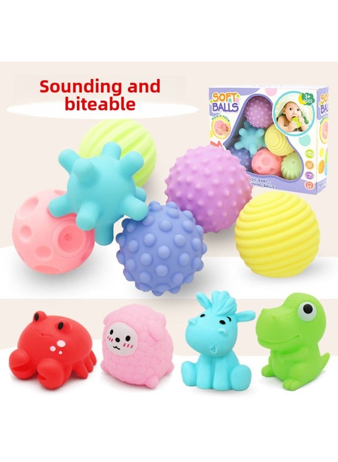 Loquat Children's Toys Ball Games Infant Hand Grab Ball Ringing Soft Rubber Water Play Toy Massage Pinch Ringing Can Be Bite-Color:2 Random Forest Animals Without Packaging - Image 2